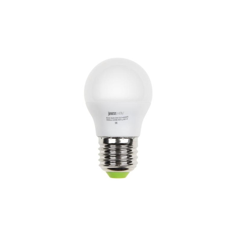 Лампа светодиодная PLED-ECO 5Вт G45 шар матовая 4000К нейтр. бел. E27 400лм 230В 50Гц JazzWay 1036988A