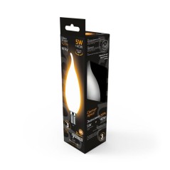Лампа светодиодная филаментная Black Filament 5Вт свеча на ветру матовая 2700К тепл. бел. E14 420лм GAUSS 104201105