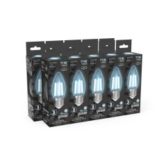 Лампа светодиодная филаментная Black Filament 11Вт свеча 4100К нейтр. бел. E27 830лм GAUSS 103802211