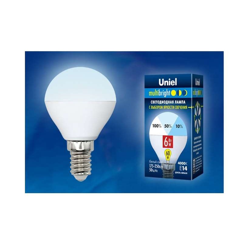 Лампа светодиодная LED-G45-6W/NW/E14 /FR/MB PLM11WH Multibright 6Вт шар матовая 4000К нейтр. бел. E14 100-50-10 (упак. картон) U