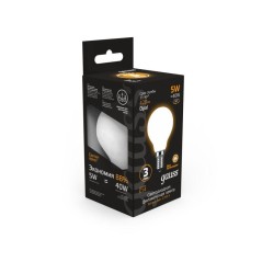 Лампа светодиодная филаментная Black Filament 5Вт P45 шар матовая 2700К тепл. бел. E14 420лм GAUSS 105201105