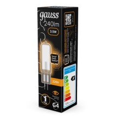 Лампа светодиодная Black 3.5Вт капсульная 3000К тепл. бел. G4 240лм стекло GAUSS 107807103