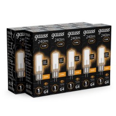 Лампа светодиодная Black 3.5Вт капсульная 3000К тепл. бел. G4 240лм стекло GAUSS 107807103