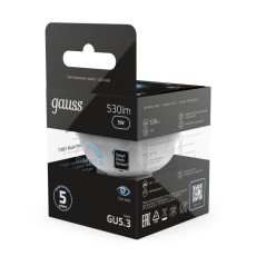 Лампа светодиодная Black 5Вт MR16 софит 4100К нейтр. бел. GU5.3 530лм диммир. GAUSS 101505205-D