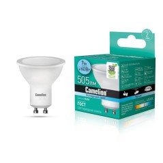 Лампа светодиодная LED7 GU10/845/GU10 7Вт рефлектор матовая 4500К бел. GU10 495лм 170-265В Camelion 11655