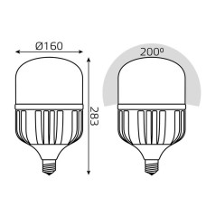 Лампа светодиодная Basic 90Вт T160 цилиндр 6500К холод. бел. E40 8600лм GAUSS 11734392
