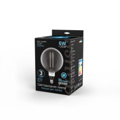 Лампа светодиодная филаментная Black Filament 6Вт G200 шар тонированная 4000К нейтр. бел. E27 300лм GAUSS 154802205