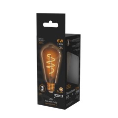 Лампа светодиодная филаментная Black Filament 6Вт ST64 золотая 2400К тепл. бел. E27 360лм GAUSS 157802006
