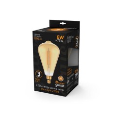 Лампа светодиодная филаментная Black Filament 6Вт ST164 золотая 2700К тепл. бел. E27 890лм GAUSS 157802118