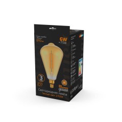 Лампа светодиодная филаментная Black Filament 6Вт ST164 золотая 2700К тепл. бел. E27 890лм GAUSS 157802118