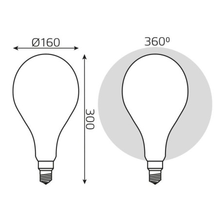 Лампа светодиодная филаментная Black Filament 10Вт A160 грушевидная матовая 4100К нейтр. бел. E27 890лм диммир. GAUSS 179202210-