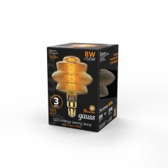 Лампа светодиодная филаментная Black Filament 8Вт BD180 золотая 2400К тепл. бел. E27 560лм GAUSS 161802008