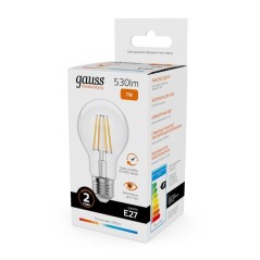 Лампа светодиодная филаментная Filament Elementary А60 7Вт 2700К Е27 530лм GAUSS 22217