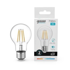 Лампа светодиодная филаментная Filament Elementary А60 9Вт 4100К Е27 730лм GAUSS 22229