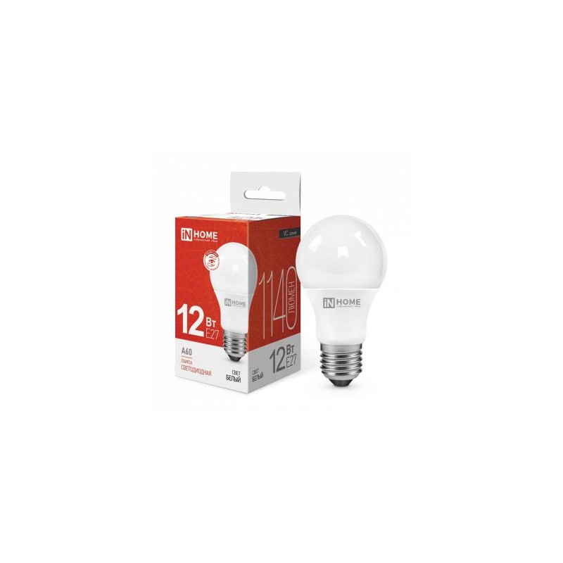 Лампа светодиодная LED-A60-VC 12Вт грушевидная 4000К нейтр. бел. E27 1140лм 230В IN HOME 4690612020242