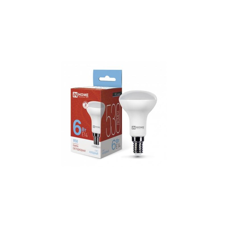 Лампа светодиодная LED-R50-VC 6Вт рефлектор 6500К холод. бел. E14 530лм 180-275В IN HOME 4690612031156