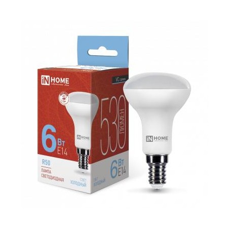 Лампа светодиодная LED-R50-VC 6Вт рефлектор 6500К холод. бел. E14 530лм 180-275В IN HOME 4690612031156