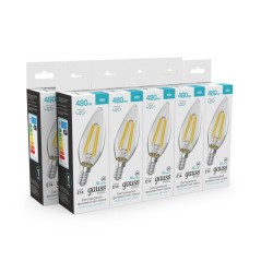 Лампа светодиодная филаментная Basic Filament 4Вт Свеча 4000К E14 480лм GAUSS 50312242