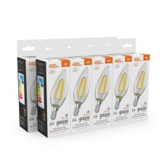 Лампа светодиодная филаментная Basic Filament 4Вт Свеча 3000К E14 480лм GAUSS 50312142