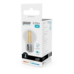 Лампа светодиодная филаментная Filament Elementary 10Вт шар 4100К Е27 670лм GAUSS 52220