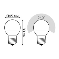 Лампа светодиодная Elementary 6Вт P45 шар 3000К тепл. бел. E27 420лм промо (уп.3шт) GAUSS 53216T