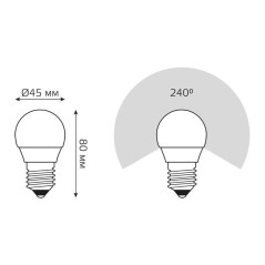 Лампа светодиодная Elementary 6Вт P45 шар 6500К холод. бел. E27 470лм GAUSS 53236