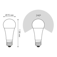 Лампа светодиодная Elementary 25Вт A70 грушевидная 4100К нейтр. бел. E27 2100лм GAUSS 73225