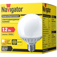 Лампа светодиодная 94 147 NLL-G95-12-230-2.7K-E27 12Вт шар 2700К тепл. бел. E27 1000лм 176-264В Navigator 94147