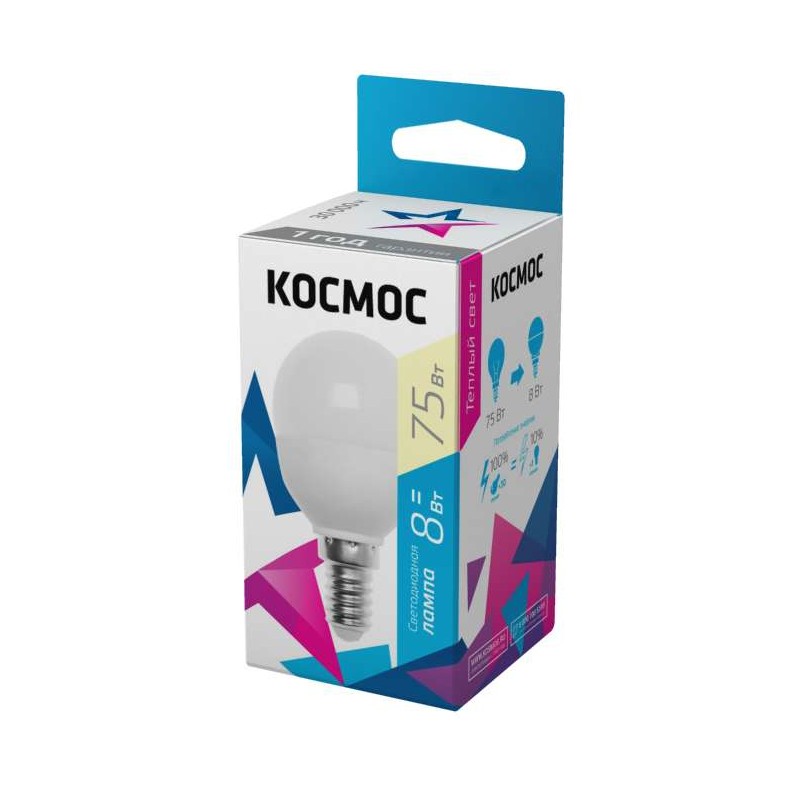 Лампа светодиодная GL45 8Вт E14 3000К 220В Космос Lksm_LED8wGL45E1430 Лампа светодиодная GL45 8Вт E14 3000К 220В Космос Lksm_LED8wGL45E1430
