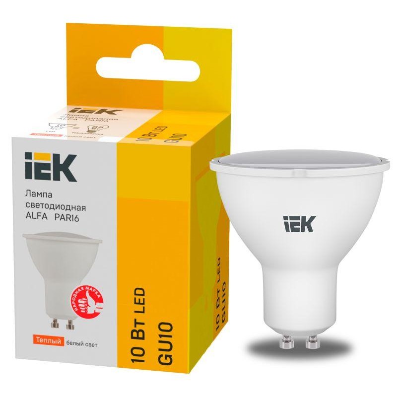 Лампа светодиодная Alfa 10Вт PAR16 софит 3000К GU10 230В (6шт) IEK LLA-PAR16-10-230-3-GU10-6 Лампа светодиодная Alfa 10Вт PAR16 софит 3000К GU10 230В (6шт) IEK LLA-PAR16-10-230-3-GU10-6