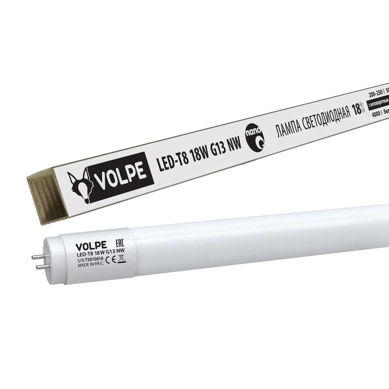 Лампа светодиодная LED-T8-18W/NW/G13/FR/FIX/N 18Вт матовая бел. G13 неповорот. Volpe UL-00001456 Лампа светодиодная LED-T8-18W/NW/G13/FR/FIX/N 18Вт матовая бел. G13 неповорот. Volpe UL-00001456