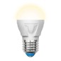 Лампа светодиодная LED-G45 7W/WW/E27/FR PLP01WH Яркая 7Вт шар матовая 3000К тепл. бел. E27 (упак. картон) Uniel UL-00002420