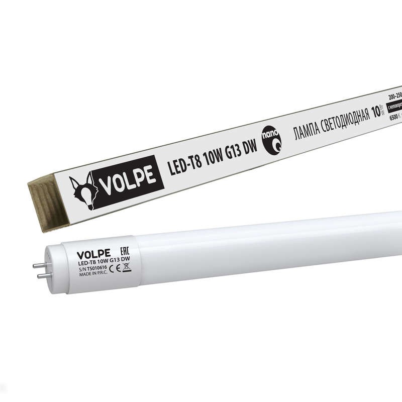 Лампа светодиодная LED-T8-10W/DW/G13/FR/FIX/N 10Вт матовая 6500К холод. бел. G13 неповорот. Volpe UL-00001455 Лампа светодиодная LED-T8-10W/DW/G13/FR/FIX/N 10Вт матовая 6500К холод. бел. G13 неповорот. Volpe UL-00001455