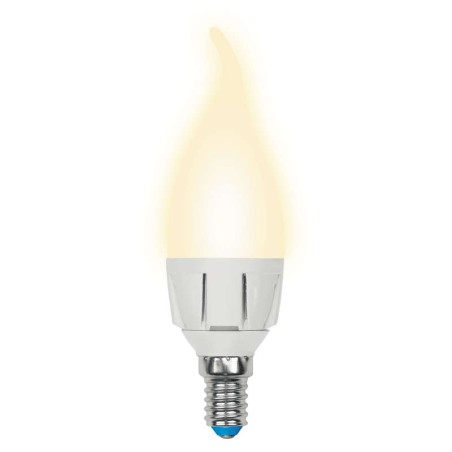 Лампа светодиодная LED-CW37 7W/WW/E14/FR PLP01WH Яркая 7Вт свеча на ветру матовая 3000К тепл. бел. E14 (упак. картон) Uniel UL-0
