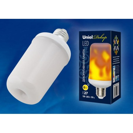 Лампа светодиодная LED-L60-6W-FLAME-E27-FR PLD01WH 6Вт матовая E27 декоративная (упак. картон) Uniel UL-00003360