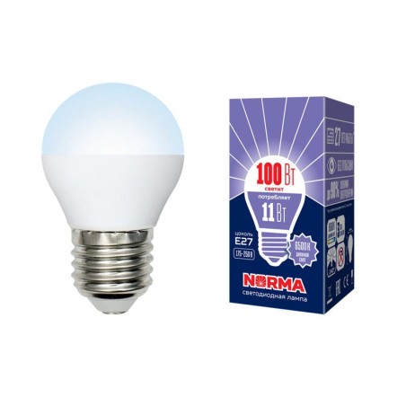 Лампа светодиодная LED-G45-11W/DW/E27/FR/NR Norma 11Вт матовая E27 (упак. картон) Volpe UL-00003833