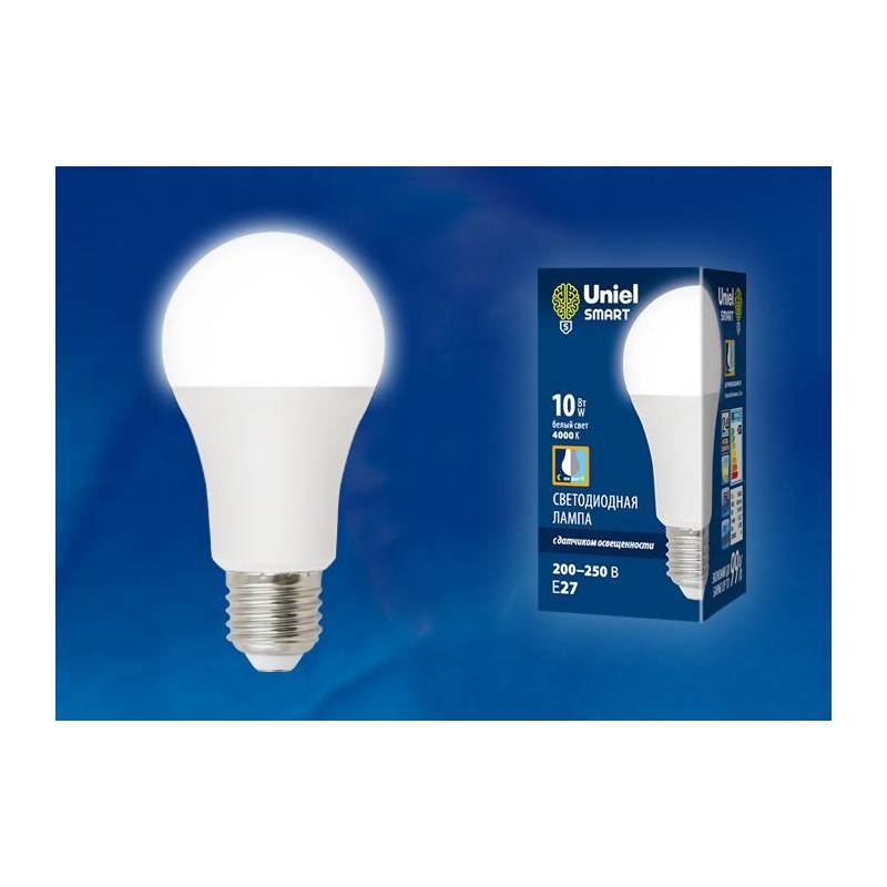 Лампа светодиодная LED-A60-10W/4000K/E27 /PS PLS10WH 10Вт матовая 4000К нейтр. бел. E27 с датчиком освещенности (упак. картон) U Лампа светодиодная LED-A60-10W/4000K/E27 /PS PLS10WH 10Вт матовая 4000К нейтр. бел. E27 с датчиком освещенности (упак. картон) U