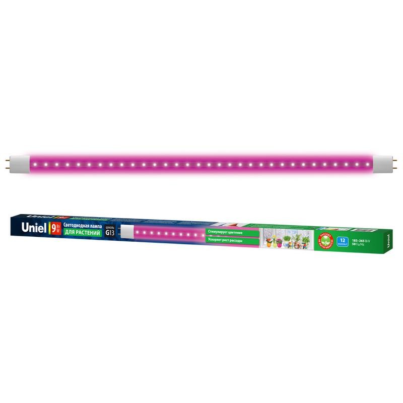 Лампа светодиодная LED-T8-9W/SPSB/G13/CL PLP30WH 9Вт T8 линейная прозрачная G13 для растений спектр для рассады и цветения Uniel Лампа светодиодная LED-T8-9W/SPSB/G13/CL PLP30WH 9Вт T8 линейная прозрачная G13 для растений спектр для рассады и цветения Uniel