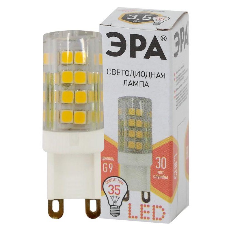 Лампа светодиодная JCD-3.5w-220V-corn ceramics-827-G9 280лм ЭРА Б0027861 Лампа светодиодная JCD-3.5w-220V-corn ceramics-827-G9 280лм ЭРА Б0027861