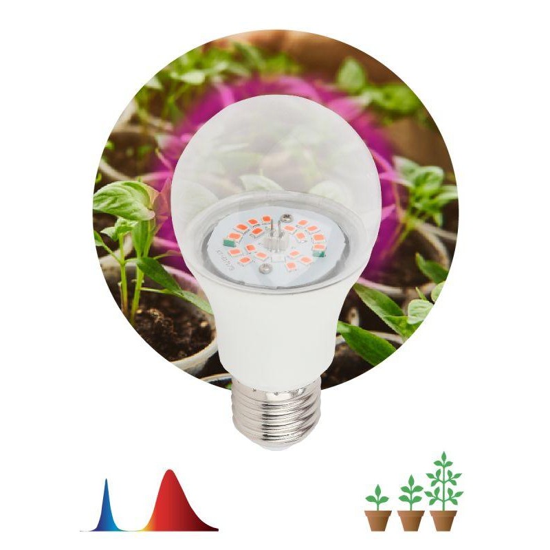 Лампа светодиодная FITO-12W-RB-E27-K 12Вт A60 грушевидная прозрачная 1310К E27 130-270В для растений красн./син. спектр Эра Б003