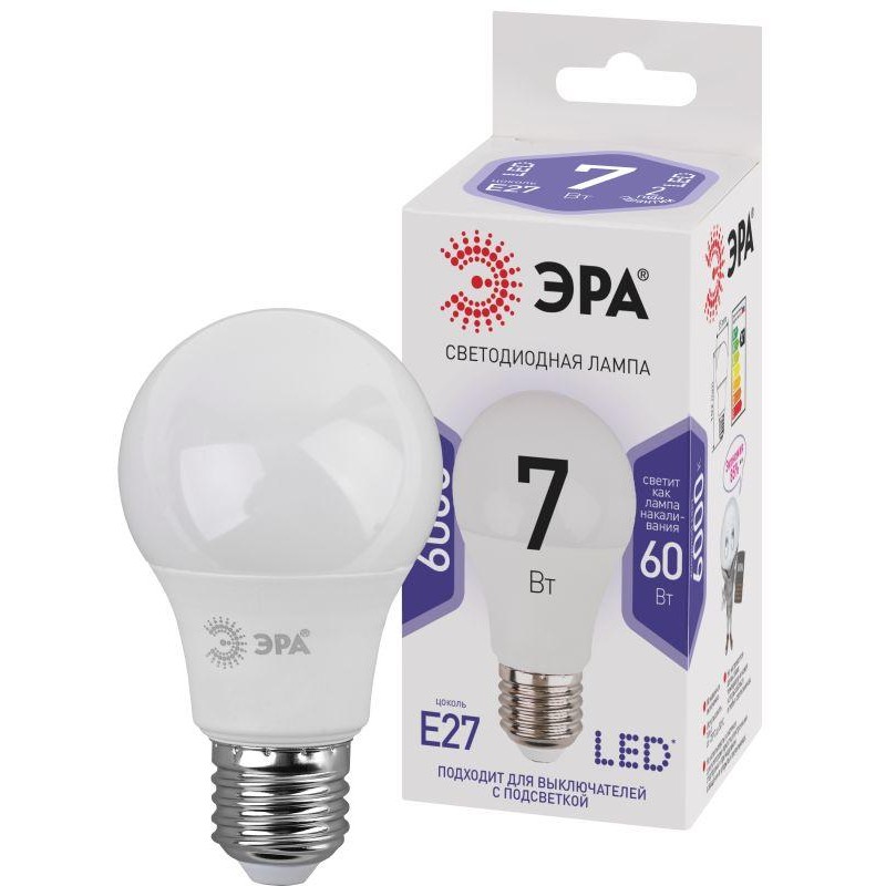 Лампа светодиодная LED A60-7W-860-E27 A60 7Вт груша E27 холод. бел. ЭРА Б0044087 Лампа светодиодная LED A60-7W-860-E27 A60 7Вт груша E27 холод. бел. ЭРА Б0044087