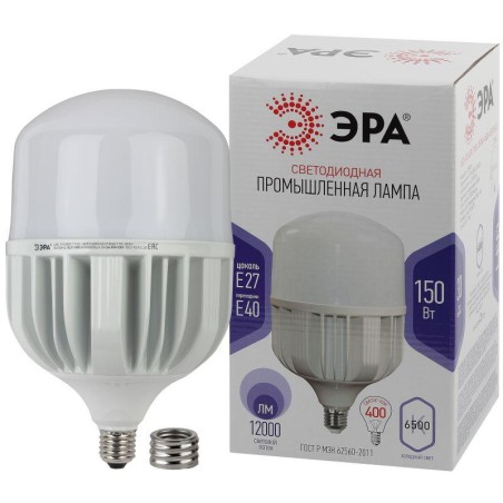 Лампа светодиодная высокомощная STD LED POWER T160-150W-6500-E27/E40 150вт T160 колокол 6500К холод. бел. E27/E40 (переходник в 