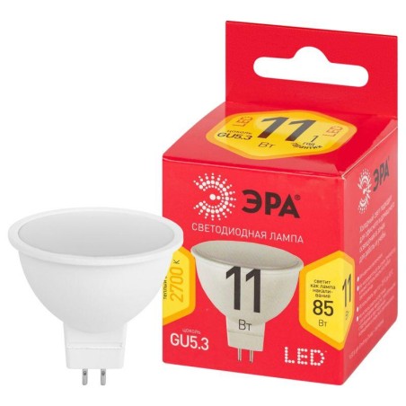 Лампа светодиодная RED LINE LED MR16-11W-827-GU5.3 R GU5.3 11Вт софит тепл. бел. свет Эра Б0056064