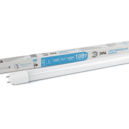 Лампа светодиодная STD LED T8-10W-840-G13-600mm G13 10Вт поворотный трубка стекло нейтр. бел. Эра Б0062410