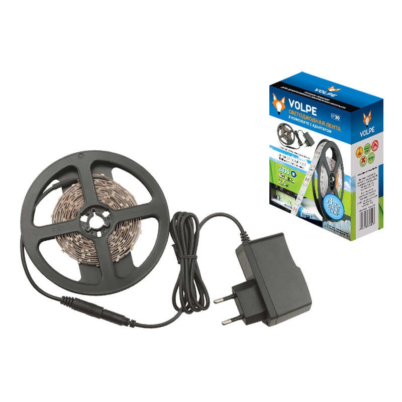 Комплект светодиодной ленты ULS-Q321 2835-60LED/m-IP20-2.5M-DW RRP24C00 2.5м IP20 5500К адаптер 24Вт Volpe UL-00000594
