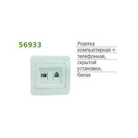 Розетка компьютерная + телефонная 2-м СП Classic POWERMAN 1151436