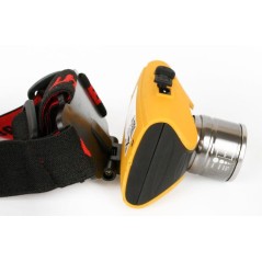 Фонарь аккумуляторный налобный E157 CREE 3Вт фокус 2 режима 220В пластик. желт. (бокс) Ultraflash 12351