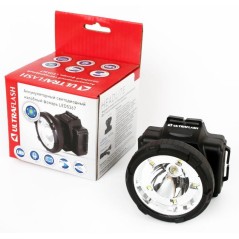 Фонарь аккумуляторный налобный LED5367 LED + 5SMD 1.2Вт 2 режима 220В пластик. черн. (бокс) Ultraflash 13350