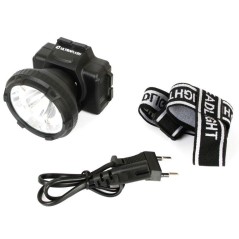 Фонарь аккумуляторный налобный LED5367 LED + 5SMD 1.2Вт 2 режима 220В пластик. черн. (бокс) Ultraflash 13350