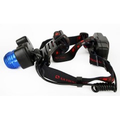 Фонарь аккумуляторный налобный E1334 3LED 4Вт фокус 4 режима аккум. 3.7В метал. син./черн. Ultraflash 13904